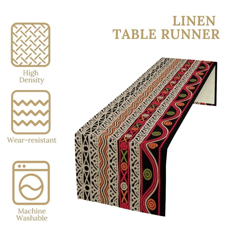 African Geometric Tribal Table Runner Abstract Ethnic Traditional Seasonal Su... gallery