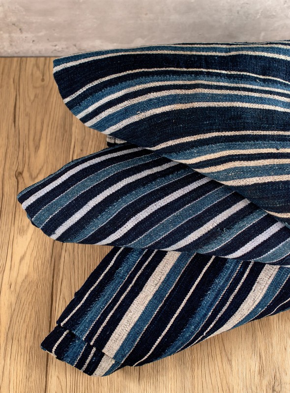 Striped African Indigo Cloth Ivory Coast Blue Cotton Handmade gallery