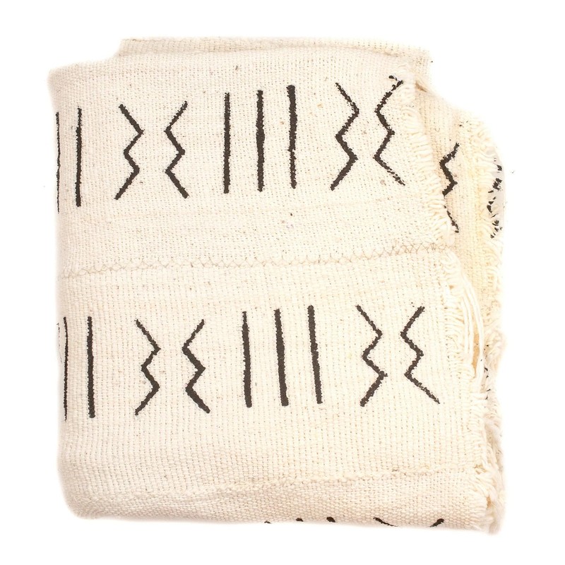 White Bogolan Mali Mud Cloth Massigui Design African Black and White Cotton