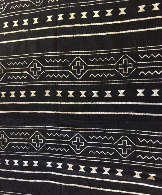 African Mali Black and White Mud Cloth Textile / PAIR 64" by 45.5" Pair gallery