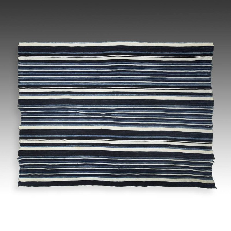 WOMAN’S WRAP SKIRT MOSSI INDIGO HAND DYE COTTON BURKINA FASO W. AFRICA 20TH C