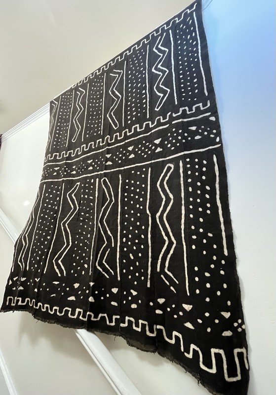 Ebony Black Bogolan Mali Mud Cloth Segou Design African Black and White Cotton gallery