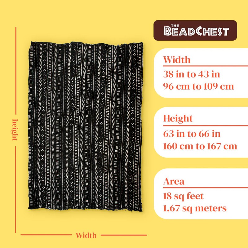 Ebony Black Bogolan Mali Mud Cloth Bandiagara Design African Black and White gallery