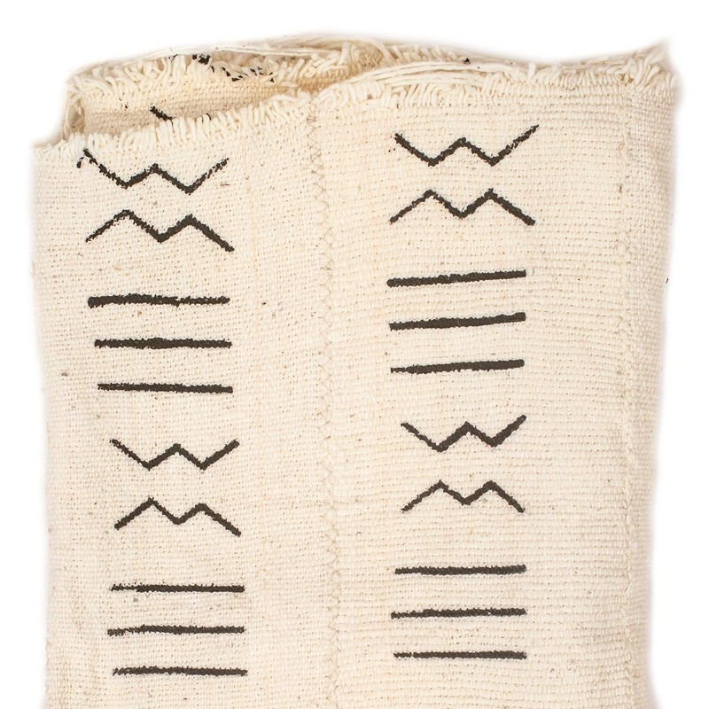 White Bogolan Mali Mud Cloth Massigui Design African Black and White Cotton gallery