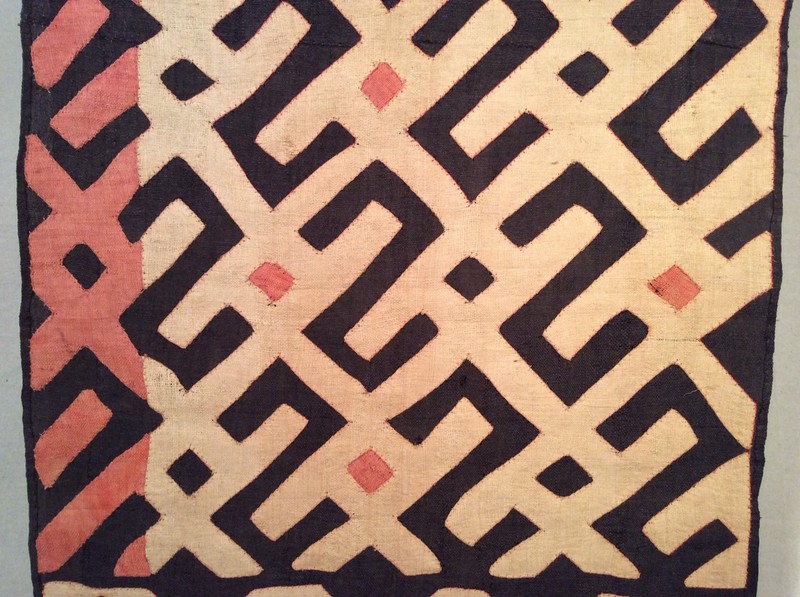 Antique African Raffia Textile, Black White and Red Pattern gallery