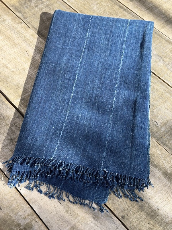 Vintage African Indigo Denim Mossi Mudcloth 65” L x 39” W | No. 100 gallery