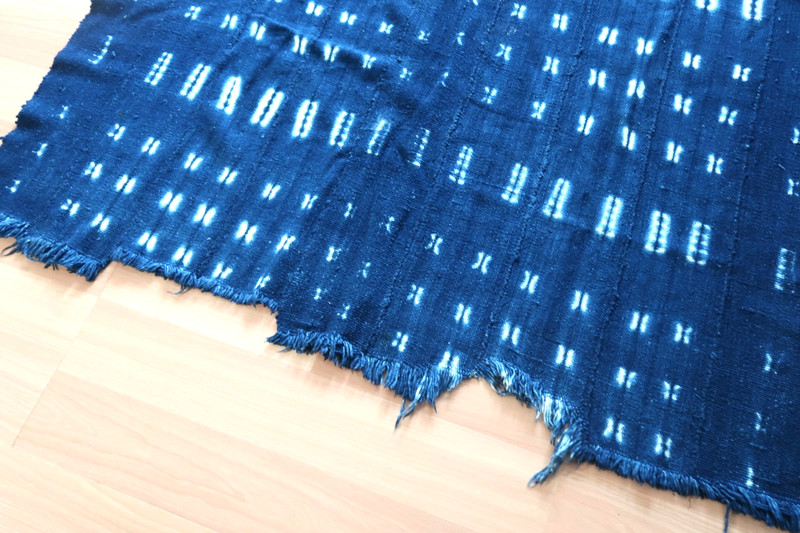 Vintage African Indigo Cloth - Mossi Tribe Burkina Faso - 46" x 65" Throw gallery