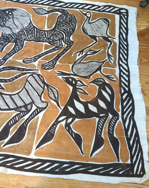 Hand Painted Hand Woven Senufo KORHOGO Mud Cloth Pictorial Figurative Textile gallery