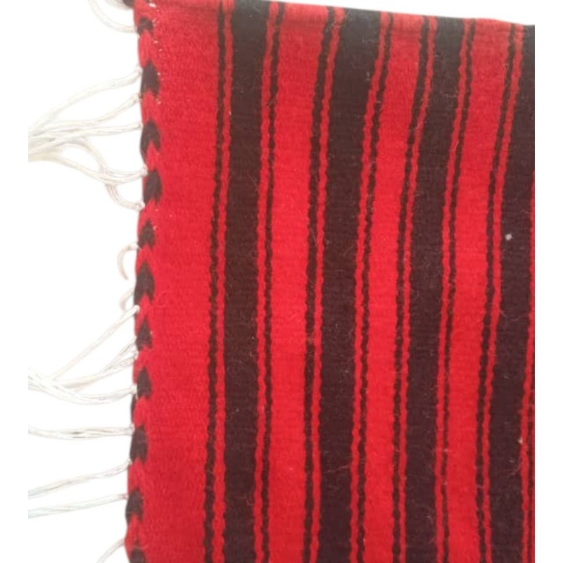 Vintage Handmade Ghardaia Wool Textile 35x35cm Red Striped Saharan Berber Woven gallery