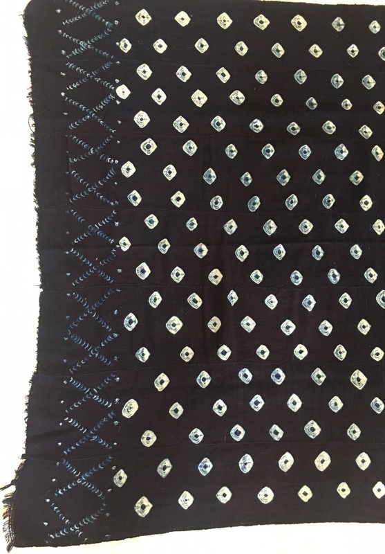 African Bogolan Mud Cloth 40.5"X62" Dark Navy Blue gallery