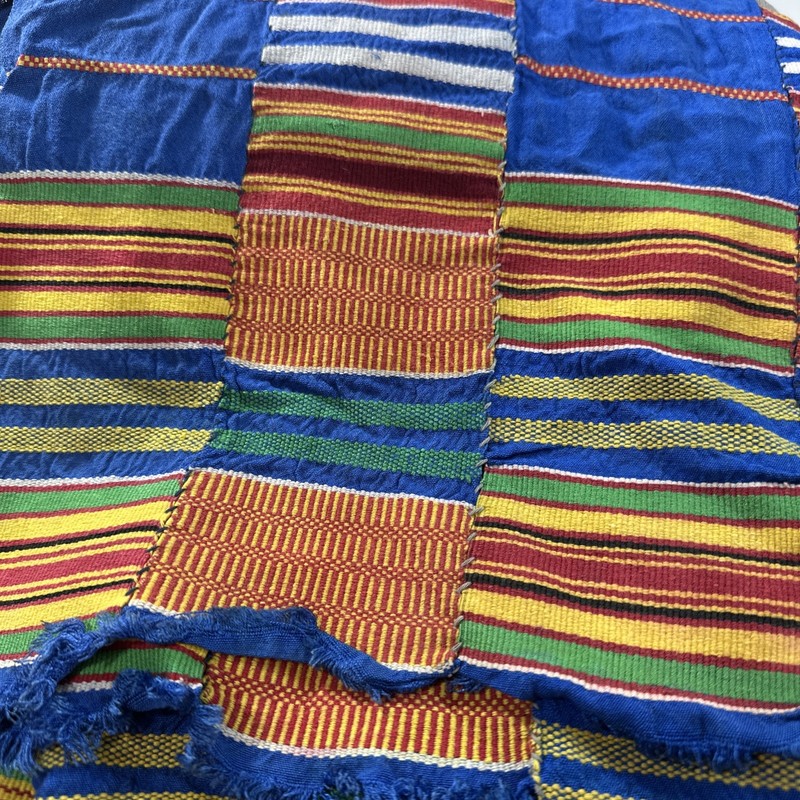 African Kente Cloth Fabric Ghana Patchwork Quilting Piece 53" X 36" Some Issues gallery