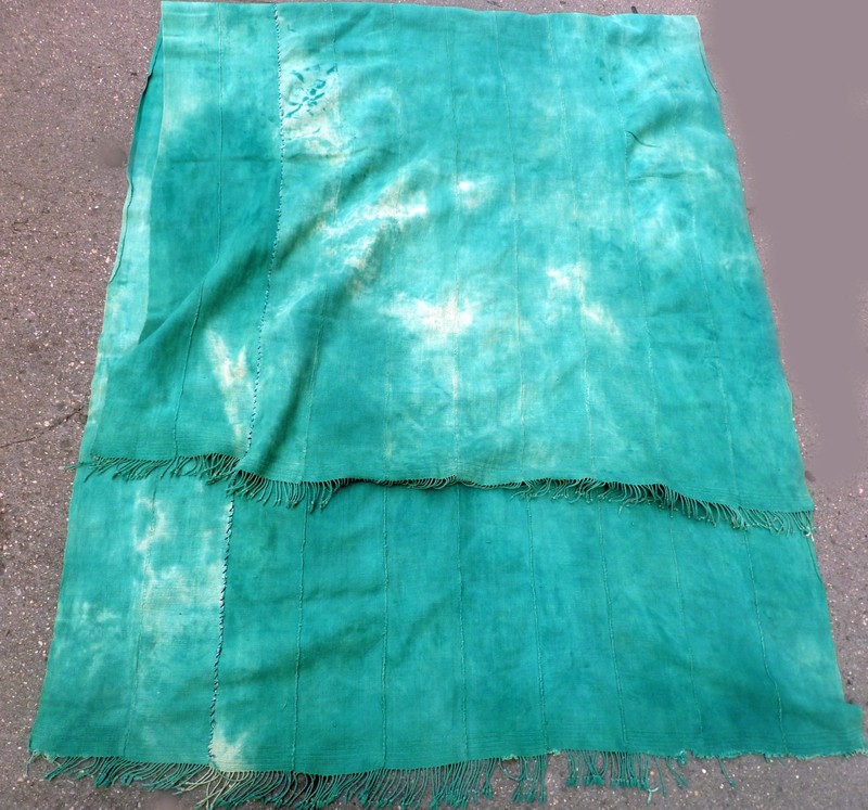 AFRICAN TRADITIONAL COTTON STRIP WOVEN TEXTILE GREEN CAPE WRAP SKIRT CLOTHING gallery