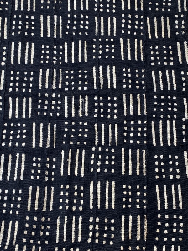 # 3857 African Black and White Mud Cloth Textile Mali 35″ x 58″