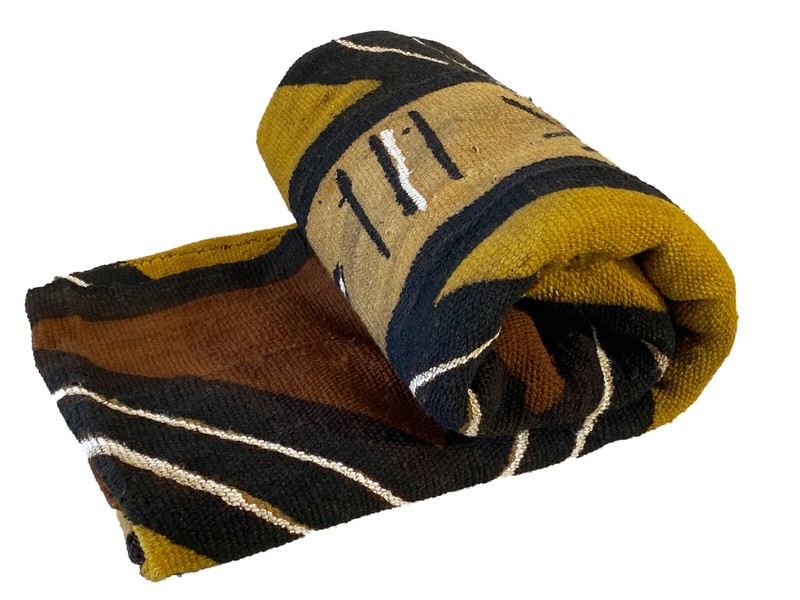 African Brown/Mustard/Black/White Mud Cloth Mali 35" by 61" gallery