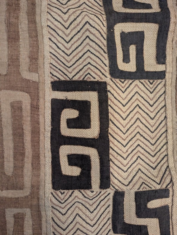 Vintage Hand Woven Traditional African Kuba Cloth Raffia Congo Textile 21x47 In gallery