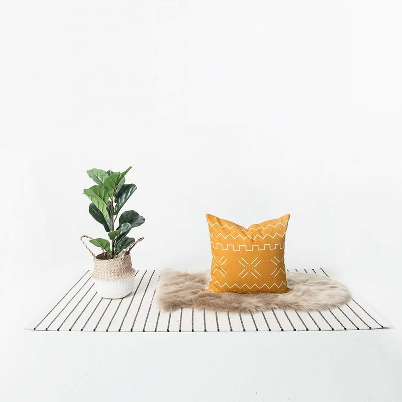 Hofdeco African Mudcloth Pillow Cover ONLY, Mustard Yellow X Stripes, 18"x18" 1 gallery
