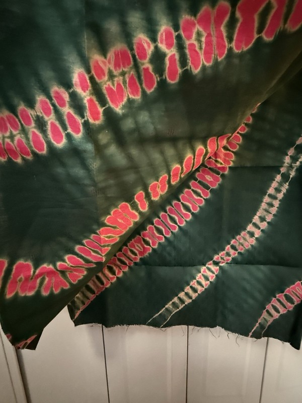 Fabric from Ghana Tie-Dyed Textile Pink and Green, 52” x 1.75 Yards gallery