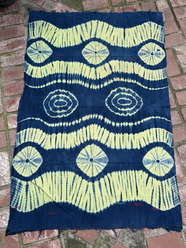 Vintage African Indigo Baule Tie Dye Mudcloth 59” L x 40” W Textile | No. 143 gallery