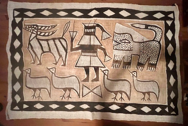 Vintage African Korhogo Hand Painted Mud Cloth 49 3/4" x 33" Wall Art Tapestry gallery
