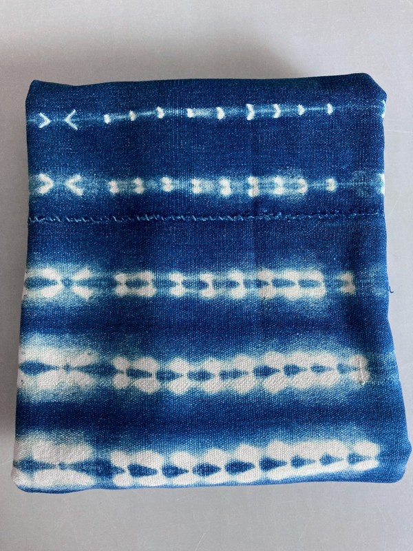Authentic Vintage African Mudcloth Indigo Textile Boho Shibori Throw / Wrap gallery
