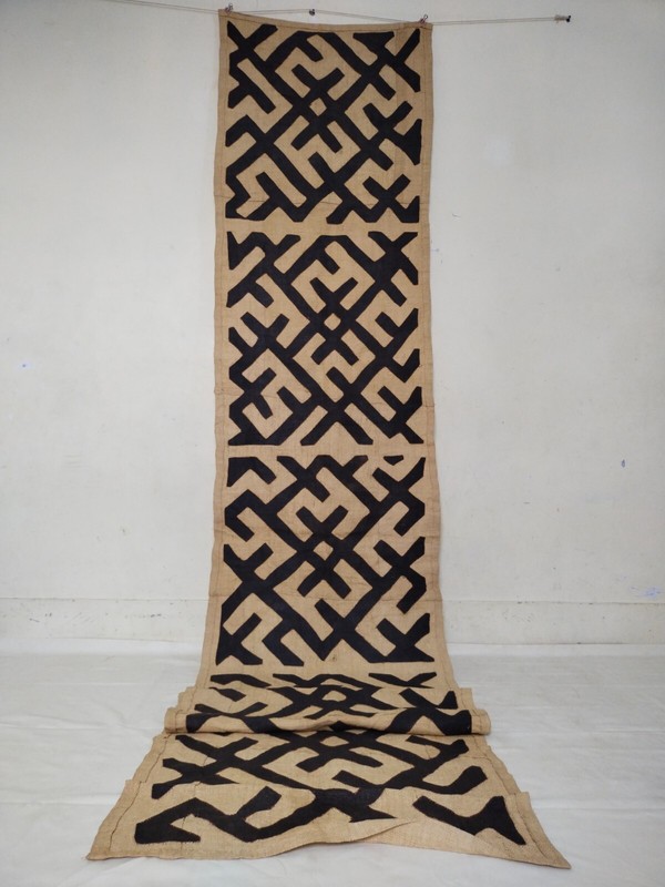 Vintage Kuba long Raffia Textile Traditional African Tribal woven Congo it1221 gallery