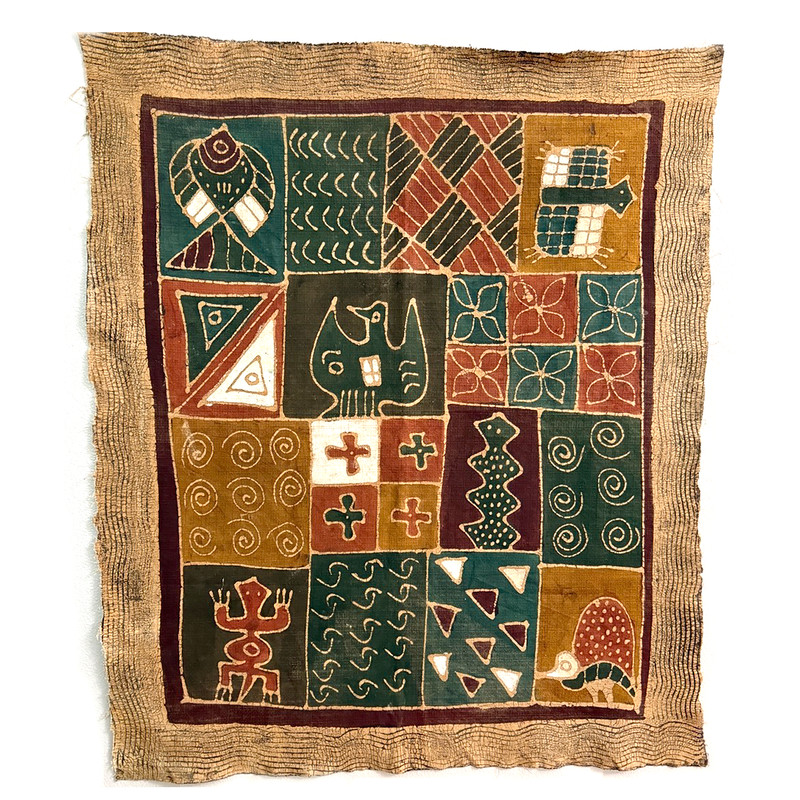 VTG African Zimbabwe Batik Wall Tapestry Hand Painted 38” x 45”