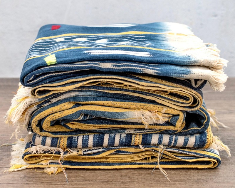 Yellow & Blue West African Bondoukou Indigo Cloth Burkina Faso Multicolor Cotton