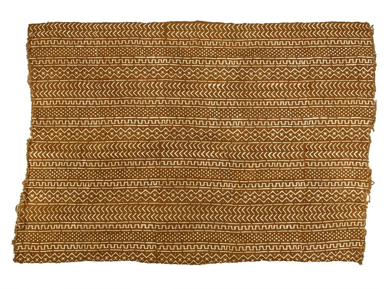 Caramel Brown Bogolan Mali Mud Cloth Troungoumbe Design African Cotton Handmade