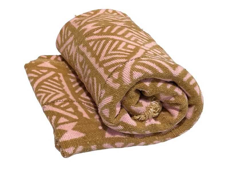 #5971 African Brown and Pink Bogolan Textile Mud Cloth 58″ H