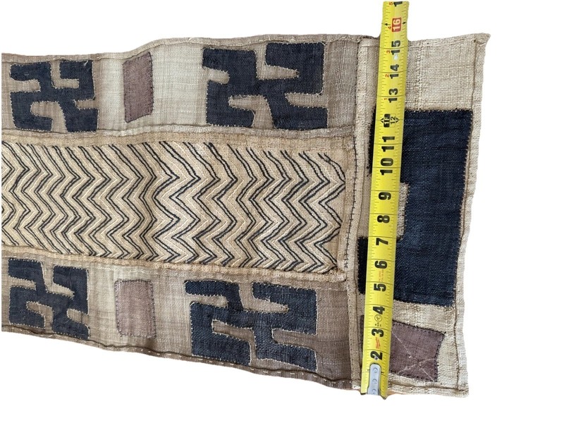 Vintage African Kuba Cloth" Handwoven Raffia Long Panel Congo Textile gallery