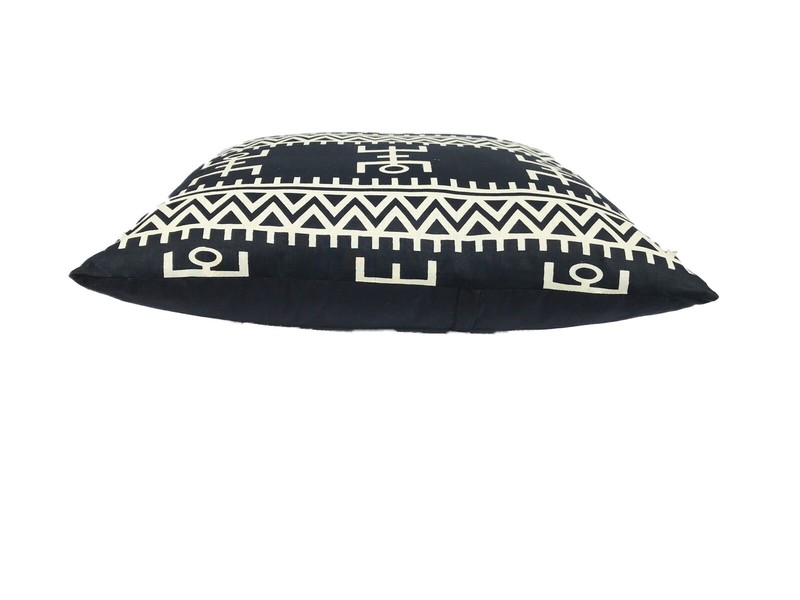 # 136 African Custom Made Black and White Kente Cloth Pillow 21" by 19" gallery