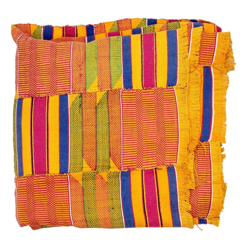 African Ashanti Kente Cloth #14877 Ghana Multicolor Cotton Handmade
