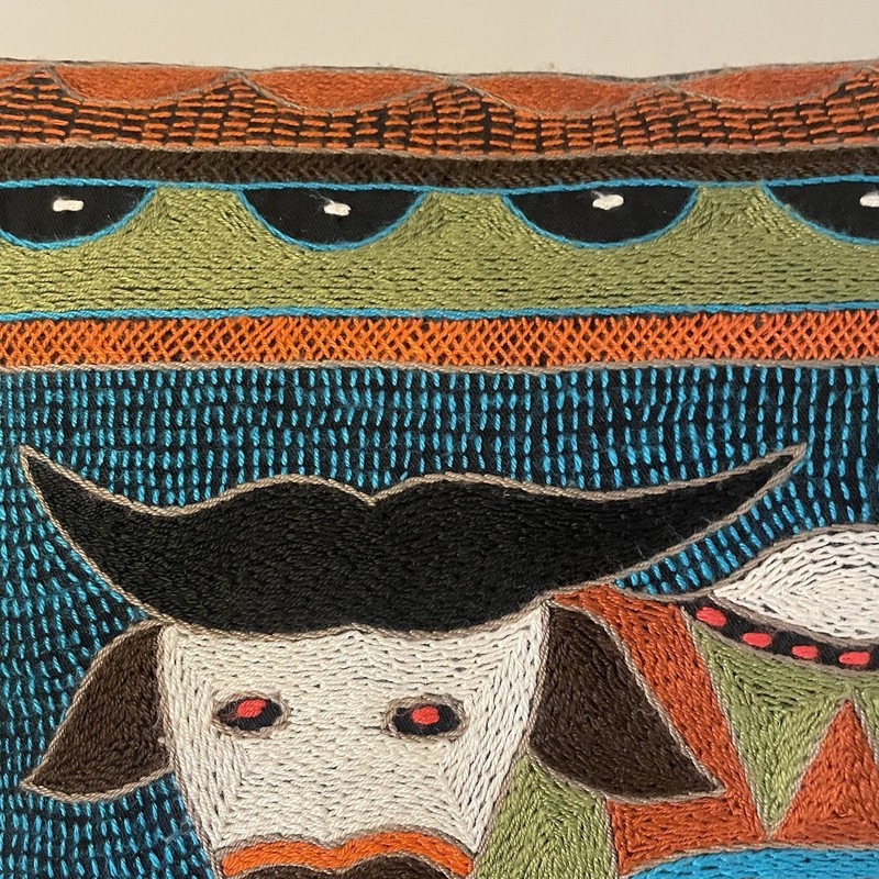 Kaross Hand Embroidered Buffalo Pillow Cover Feather Pillow Insert South Africa gallery