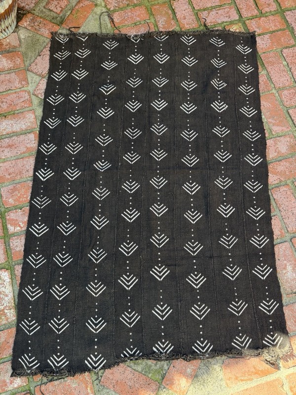 Vintage African Mudcloth Black Textile Throw 59” L x 41” W Textile | No. 129 gallery