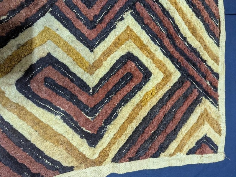 Vintage African Kuba Showa Bark Cloth Handstitched Raffia Textile 24x27 inches gallery