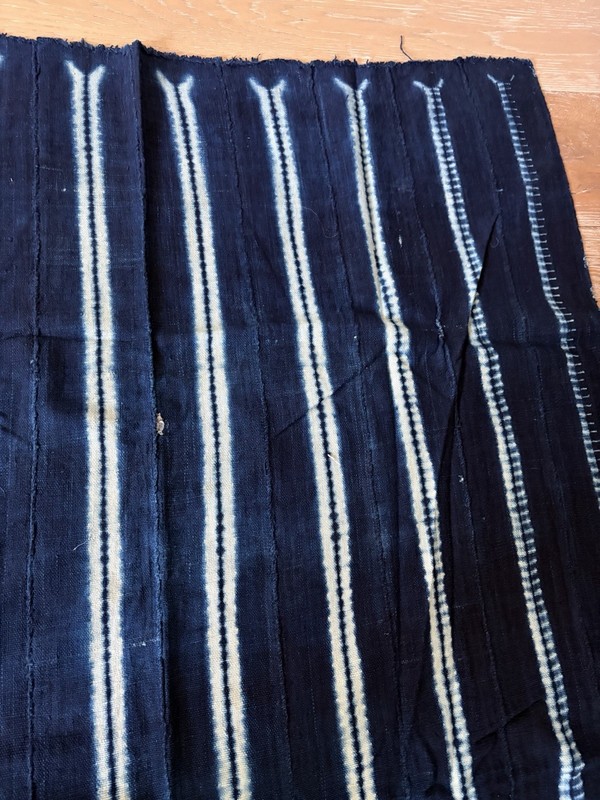 Vintage African Indigo Denim Shibori Mudcloth Fabric 59” L x 38" W Textile 1192 gallery