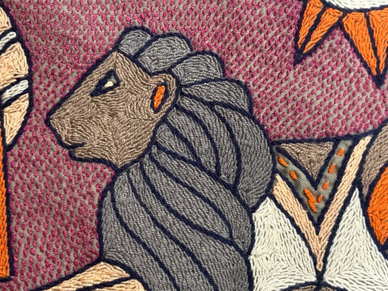 Lion Kaross South African Art Embroidered Placemat Tapestry NEW runner gallery