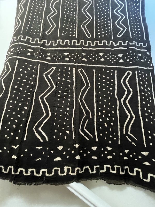 Ebony Black Bogolan Mali Mud Cloth Segou Design African Black and White Cotton gallery
