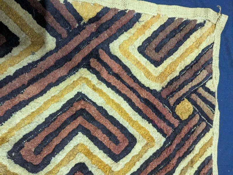 Vintage African Kuba Showa Bark Cloth Handstitched Raffia Textile 24x27 inches gallery