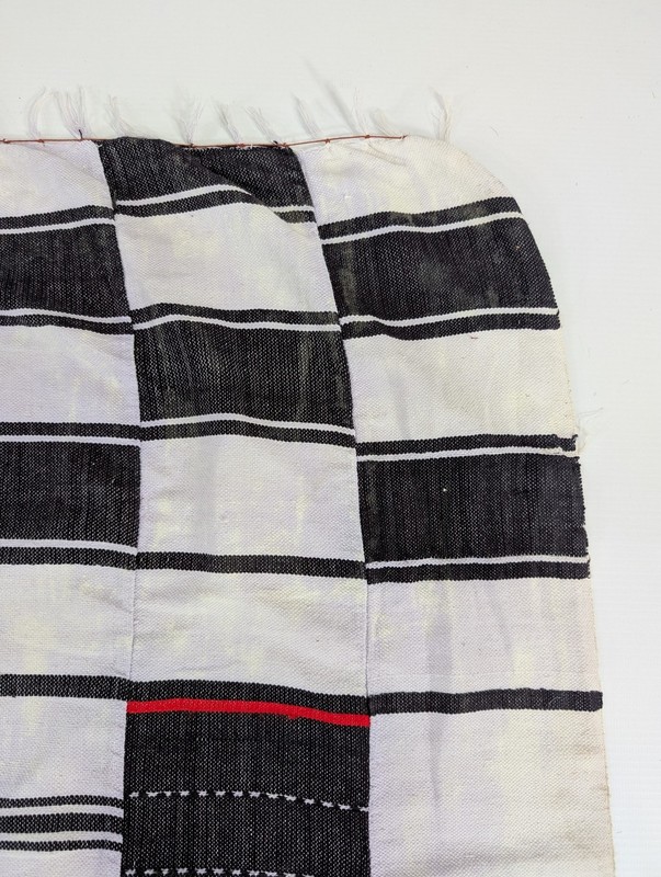 Vintage African Handwoven Burkina Faso Checkerboard Textile 86x59in gallery
