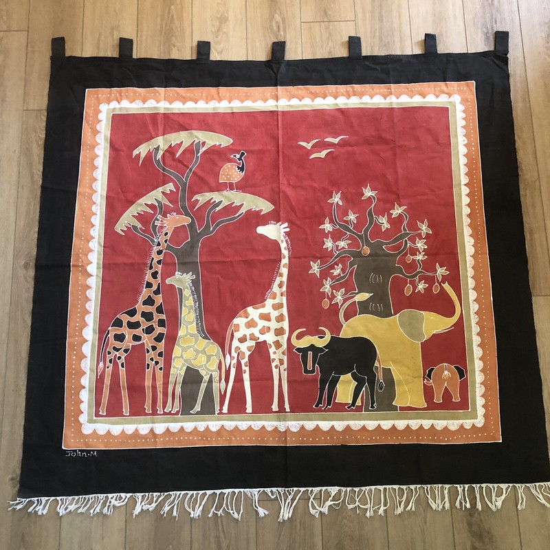 Hand-painted African Animal Canvas Tapestry Batik Unique Handcrafted