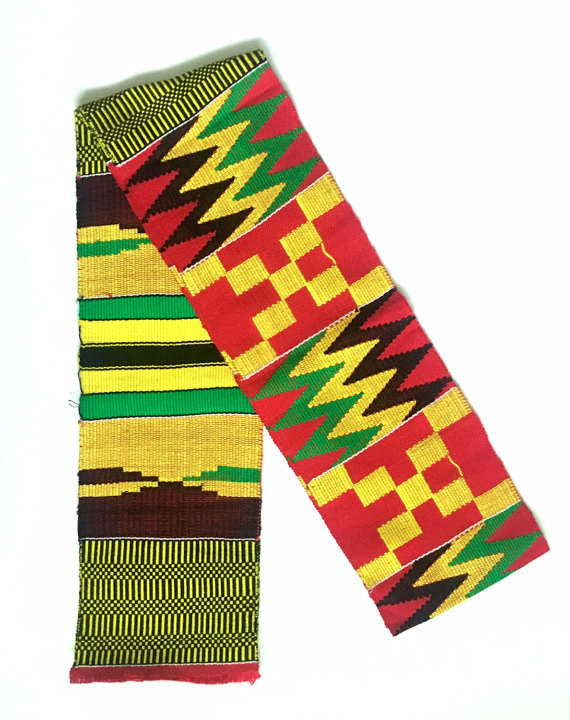 Asante Kente Handwoven Scarf School Sash Wedding Stole African Art Textile Cloth