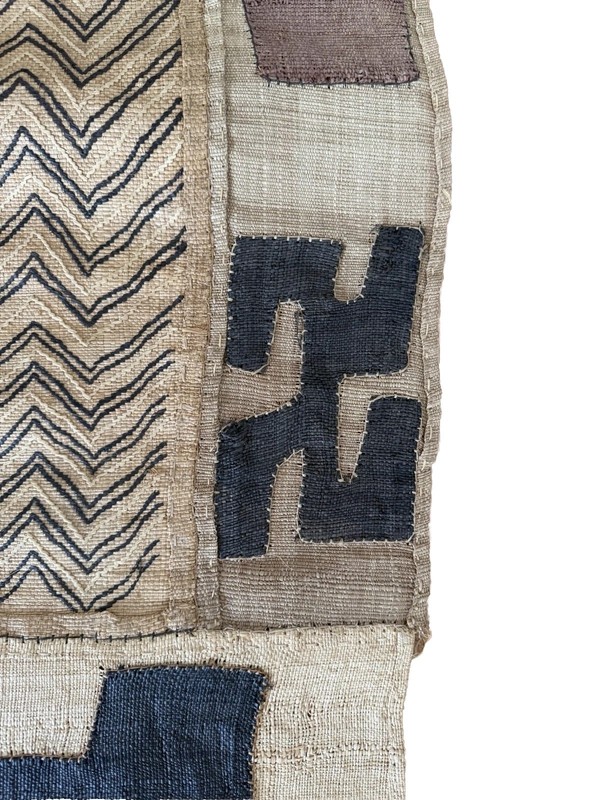 Vintage African Kuba Cloth" Handwoven Raffia Long Panel Congo Textile gallery