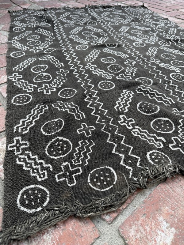 Vintage African Charcoal Mudcloth 56” L x 42” W Textile | No. 102