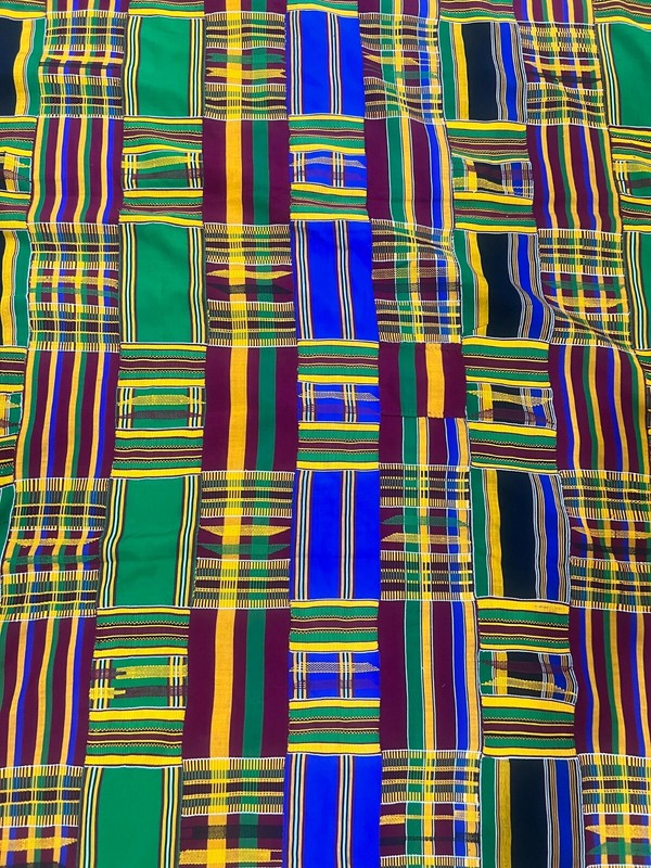 Vintage large African kente Ashanti hand woven cloth 120' X 80" African Art Deco gallery