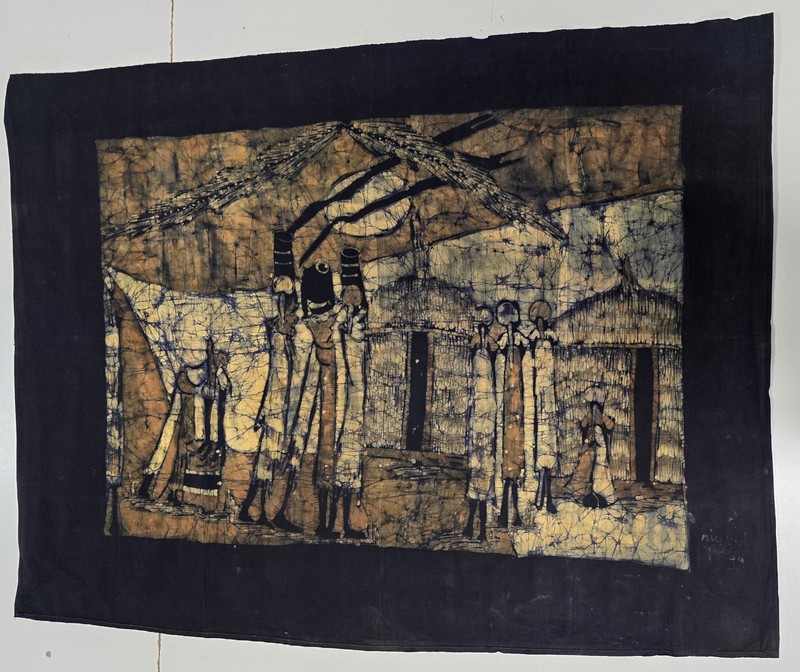 Vintage African Batik Textile Artwork