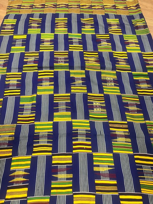 Vintage large African kente Ashanti hand woven cloth 120' X 80"African Art Deco gallery