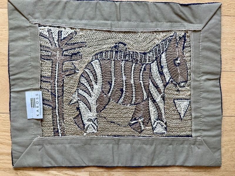 Kaross South African Art Zebra Embroidered Placemat Safari Tapestry NEW gallery