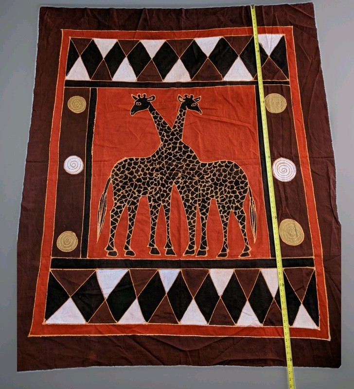 Vtg African Zimbabwe Thin Canvas 73“ x 60“ Painting Handmade Batik Signed DP gallery