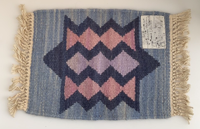 vintage African handwoven wool/angora small tapestry 30×43 cm Hulisani weaving
